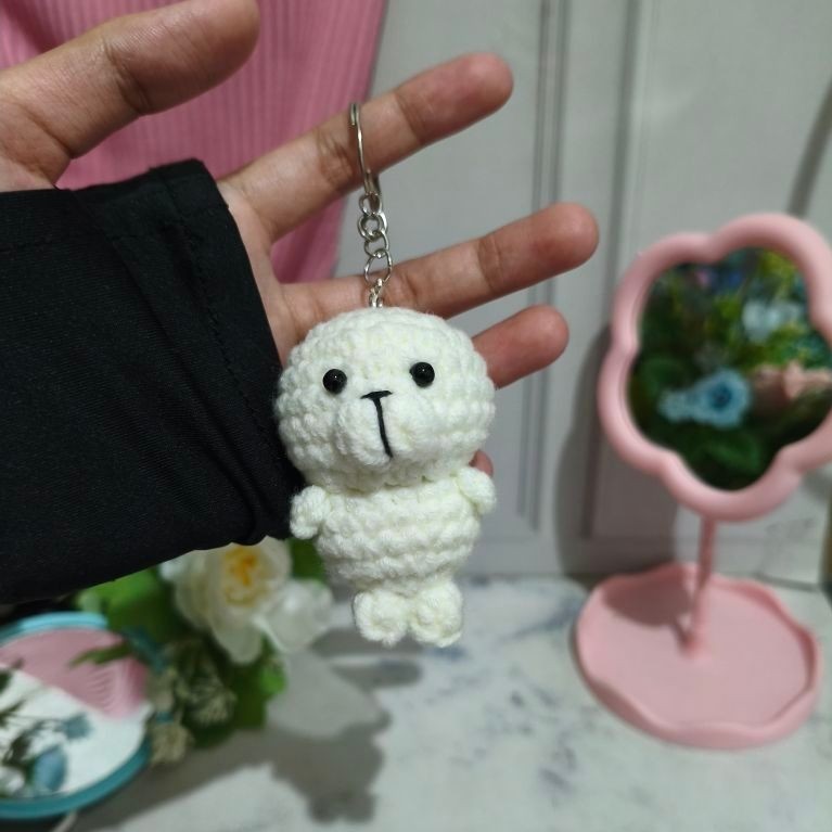 Gantungan Kunci Baby Seal Anjing Laut ganci amigurumi lucu / bag charm putih bayi anjing laut