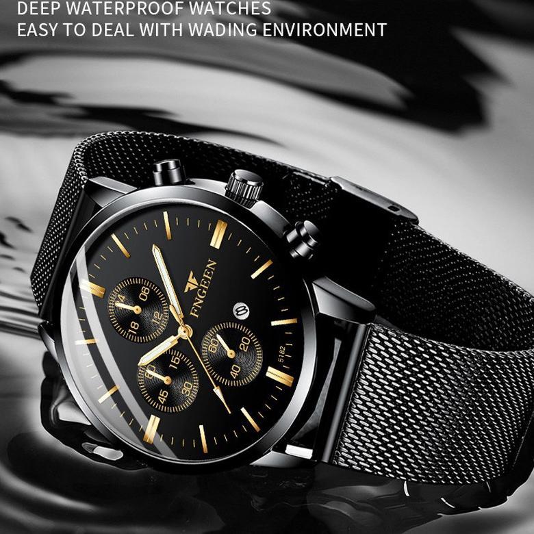 RECOMMENDED FNGEEN W5128 Jam Tangan Pria Tipis Rantai Pasir Kasual Quartz Original Anti Air Watch