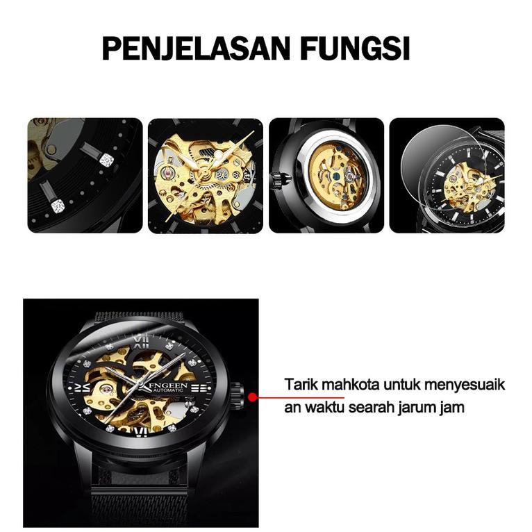 Diskon Fngeen 6018 Mekanik Otomatis Jam Tangan Pria Luxury Stainless Steel Original Anti Air Automat