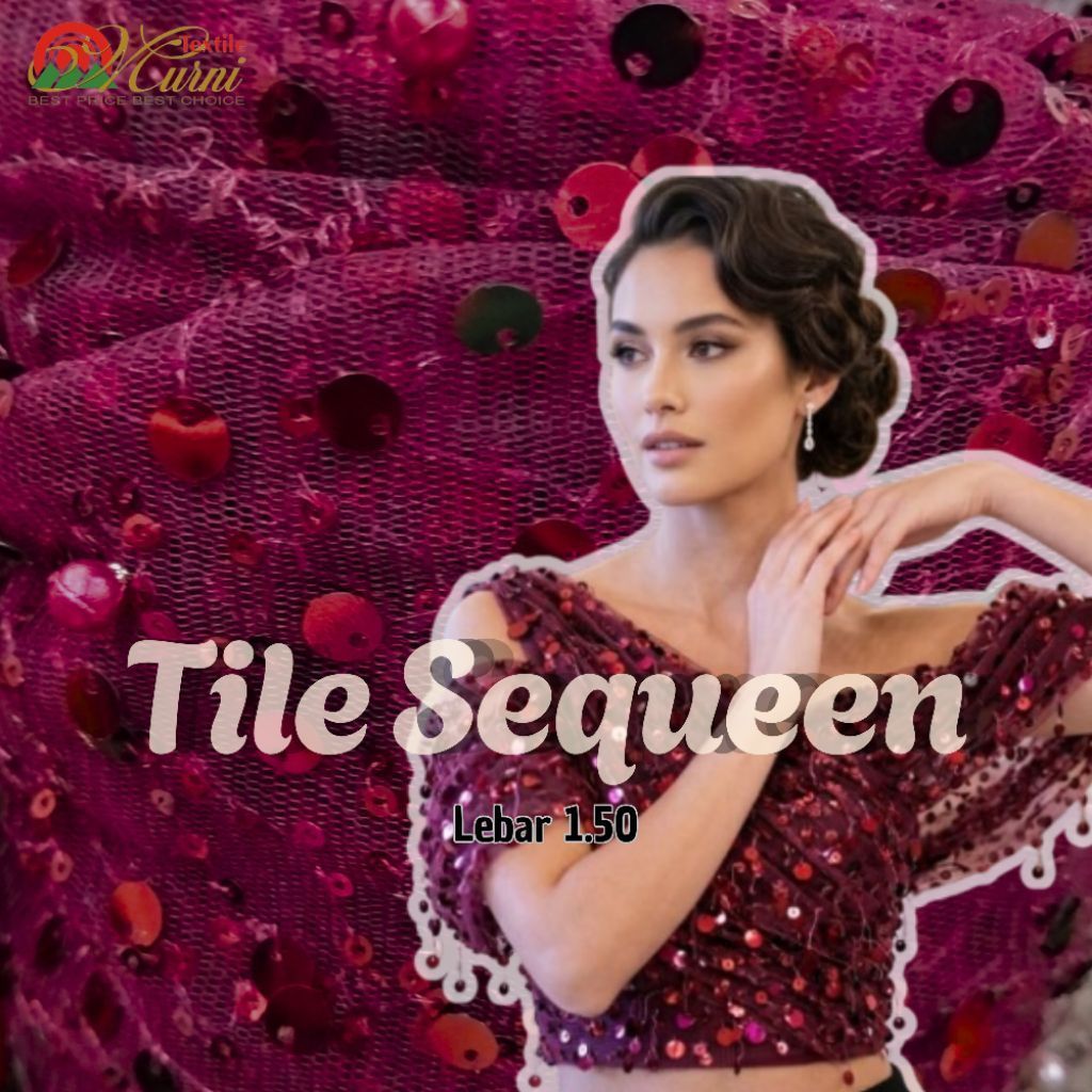 Murni Textile - Kain Tile Payet Sequin / Kain Tile Payet / Kain Tile Double Spangle / Kain Gaun / Ka