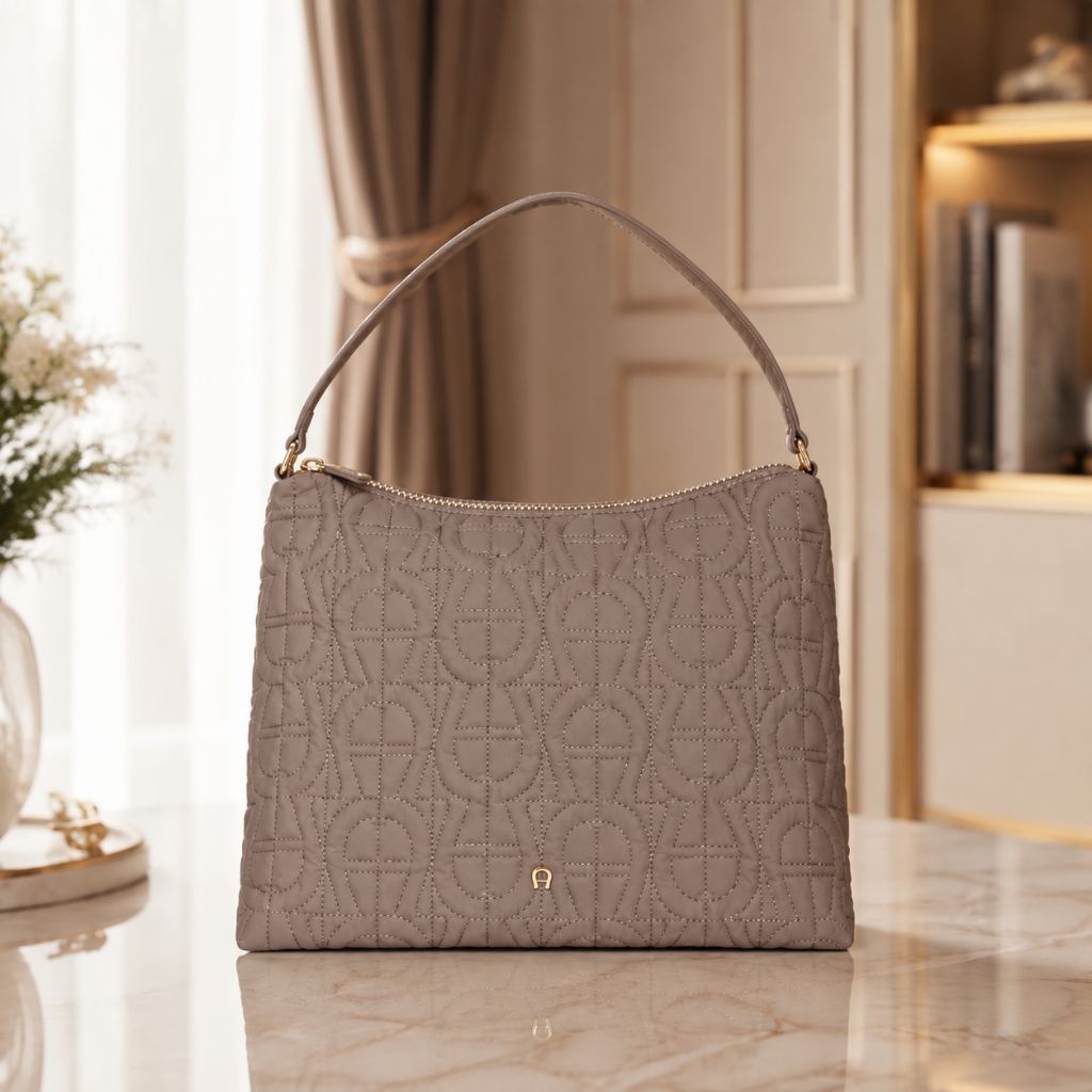 Aigner Cuscino Hobo Bag M Taupe Beige