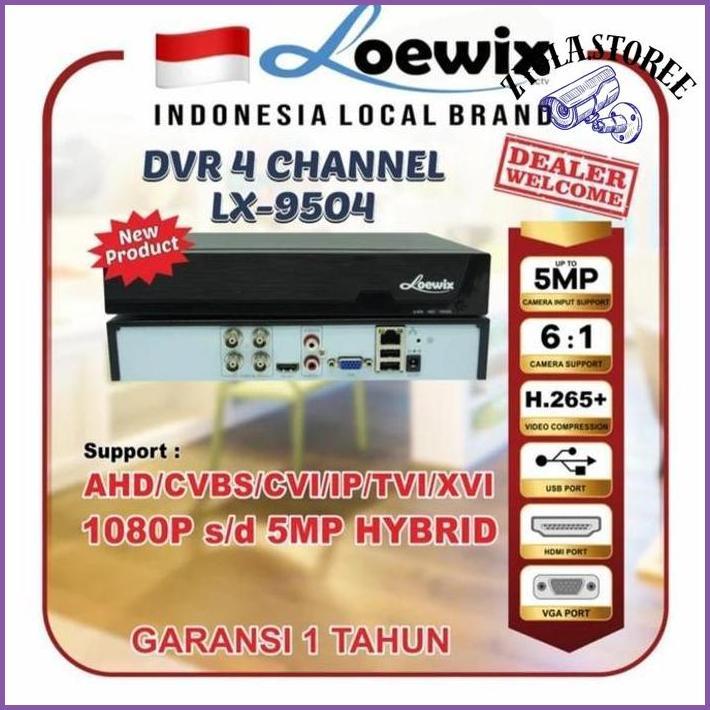 LOEWIX 5 MP DVR 4 CHANNEL LX-9504 4CH XMEYE FULL CHANNEL 5MP HARGA KHUSUS