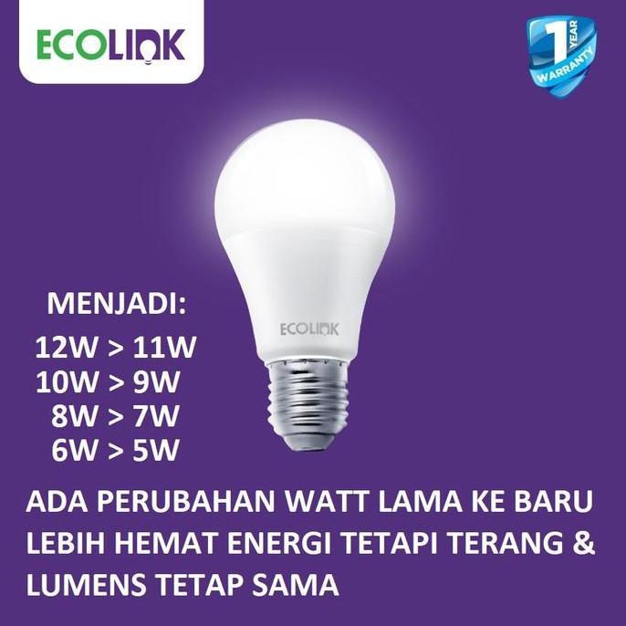 ECOLINK Lampu LED 10W Bulb Bohlam 10 w watt 10watt putih white MULTIPACK