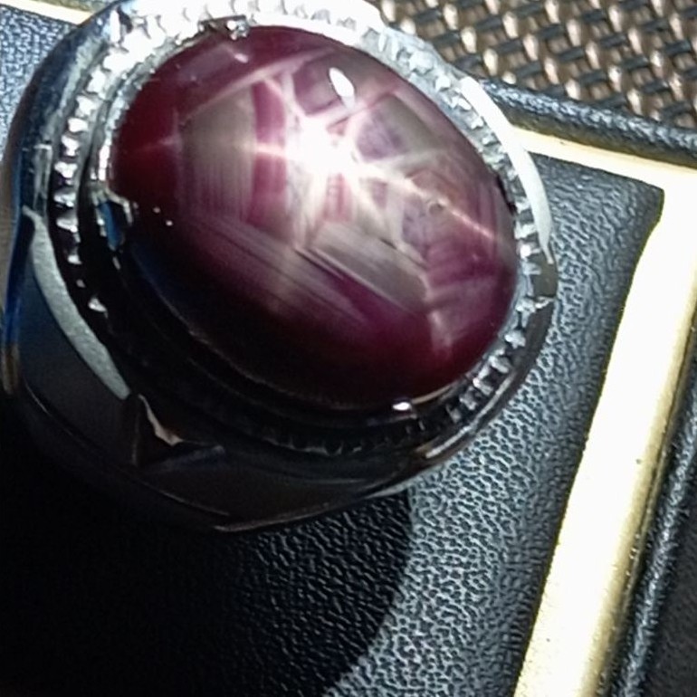 Cincin Mata Batu Natural Ruby Star Fatwa Unik Jumbo Top Colour Big Size Premium (Kolektor Item)