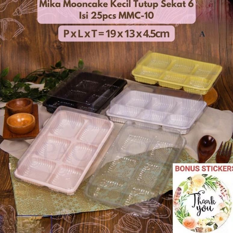 Mika tutup mooncake sekat 6 isi 25pcs per pack moon cake kue bulan tart pudding mini donat snack per