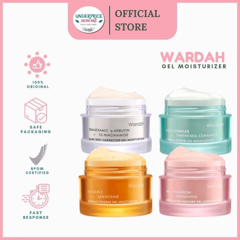 WARDAH Gel Moisturizer 30g |  14X Hyaluron + Pentavitin Deep Water Restore 30 g |  Cica Complex + Pa