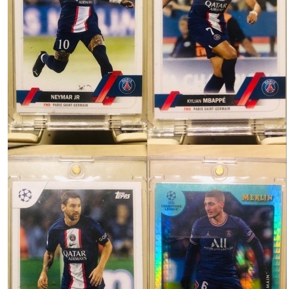 Messi, Mbappe, Neymar Topps kartu bola PSG