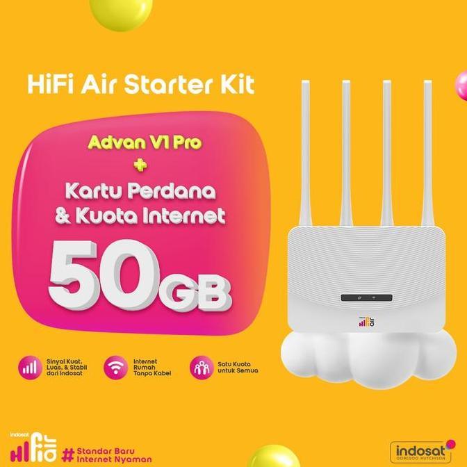 Wizqi- Indosat Hifi Air V1 Pro Wifi Modem 4G Lte 50Gb