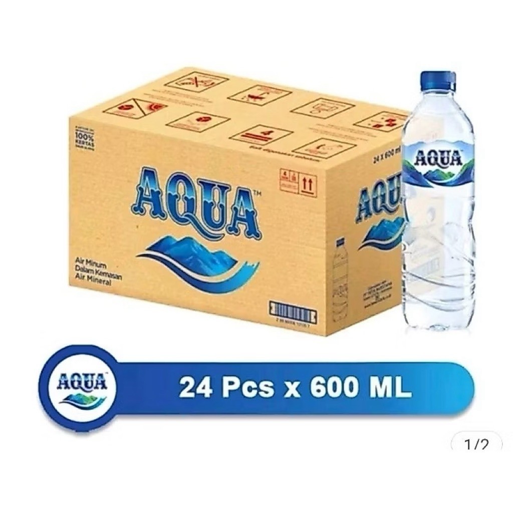 1 Dus Aqua 600ml - 24 Botol