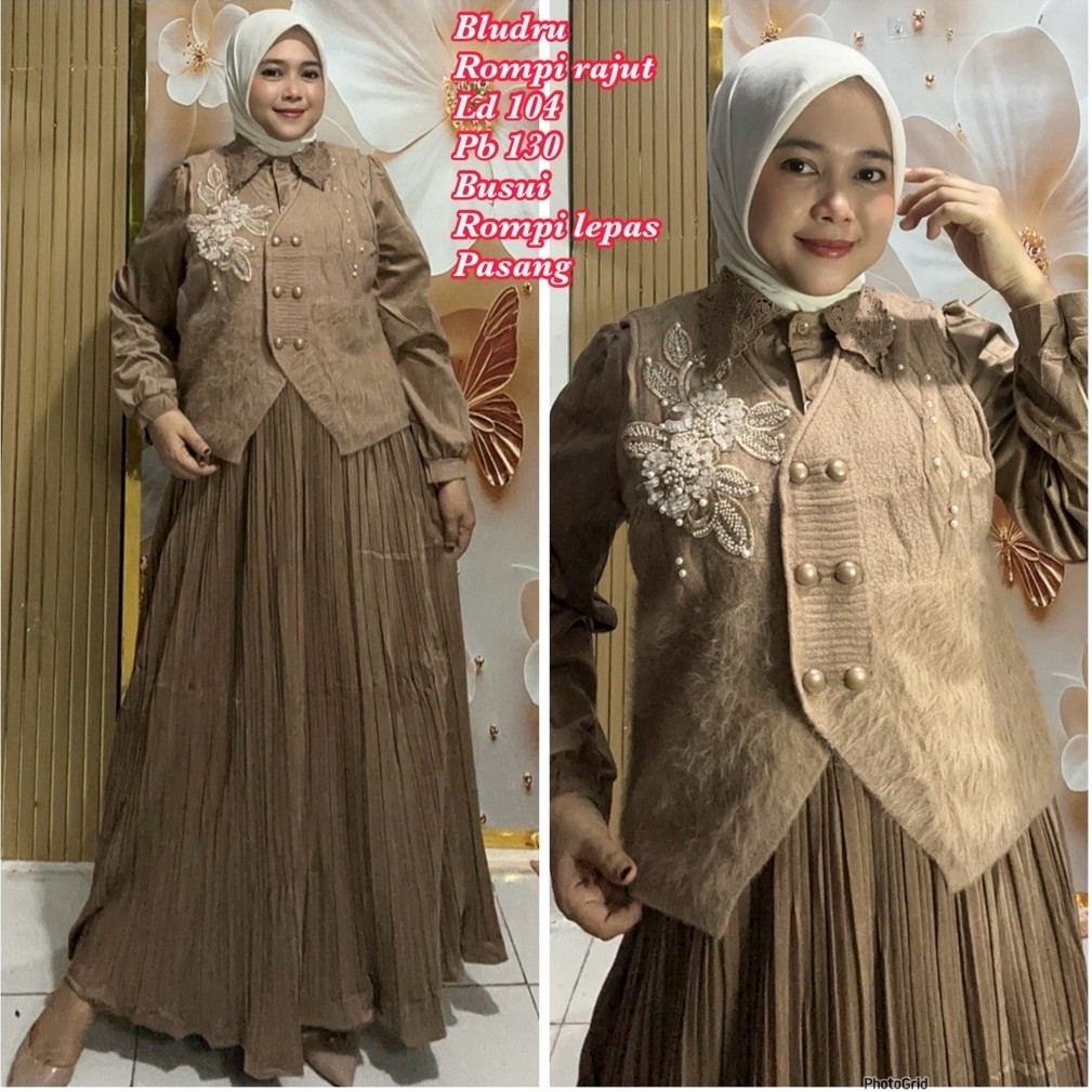 Dress set rompi // dress tutu // midi dress // set rompi lepas pasang