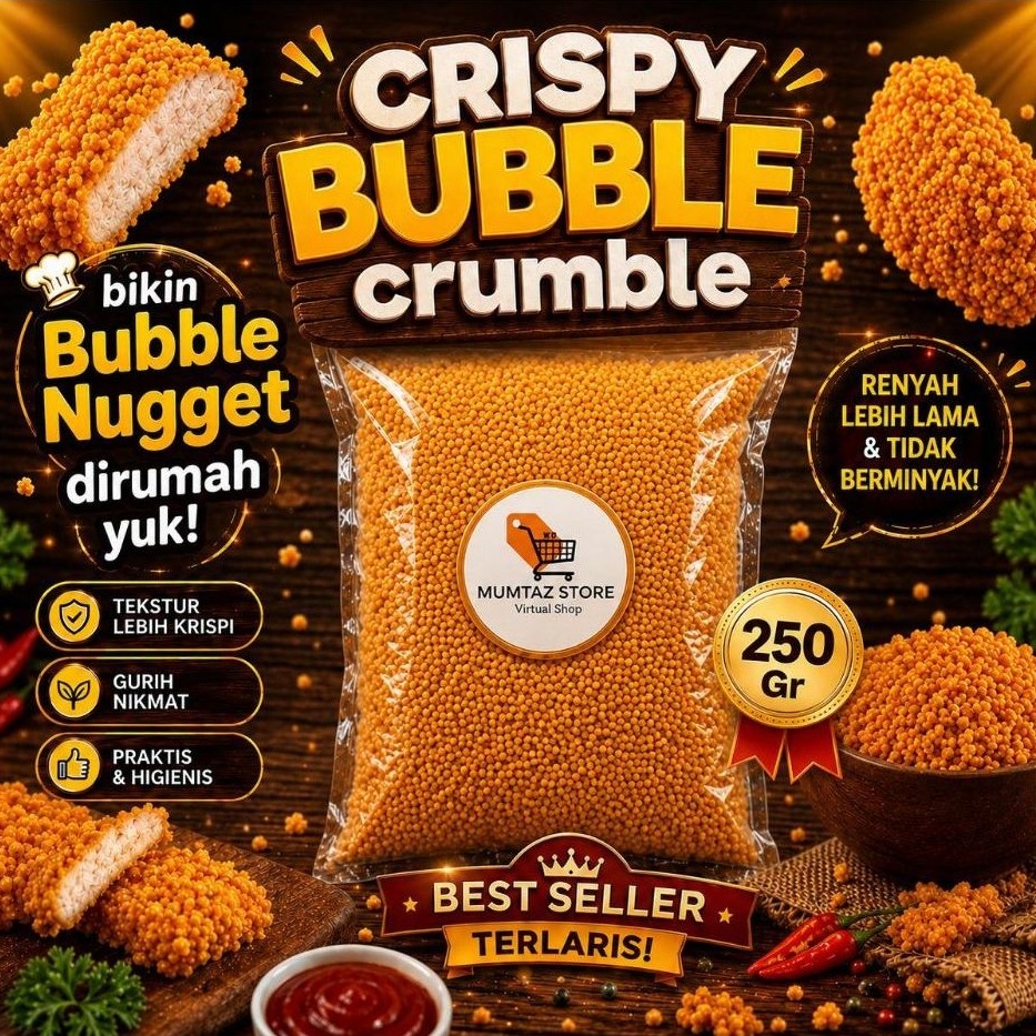BUBBLE CRUMBLE 250 GR - 1 KG  TEPUNG BOLA PANIR BOLA AYAM UDANG NUGGET