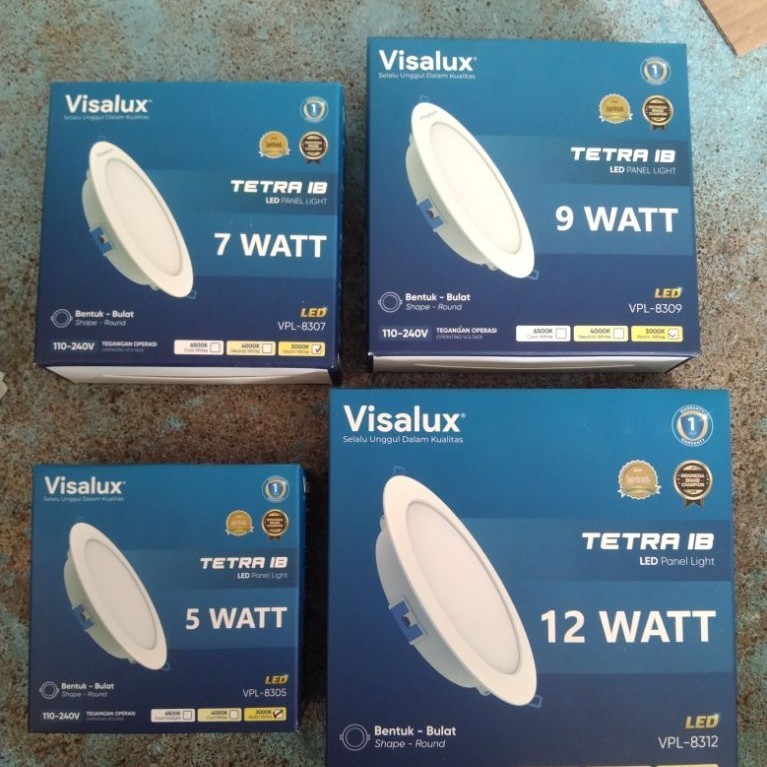 (Cahaya Kuning) Visalux Lampu LED panel tanam cahaya kuning / LED tanam plafon bulat Visalux Tetra I