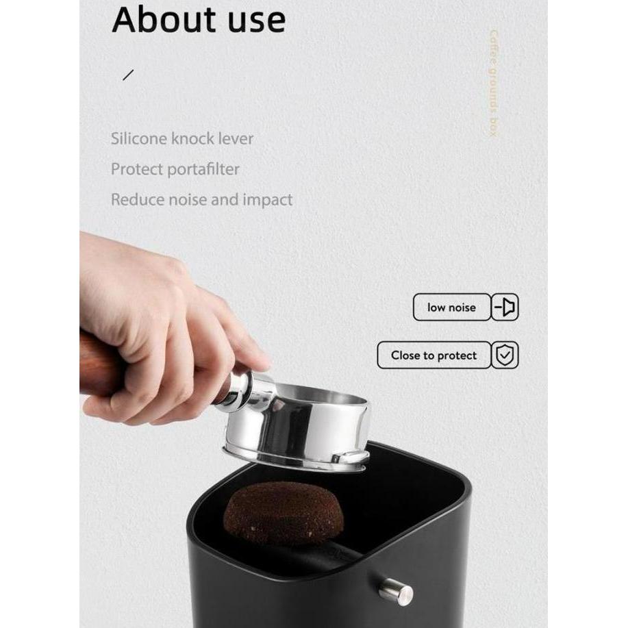 Cucinare- Mhw-3Bomber Square Coffee Knock Box 1.2L Ste Container / Tempat Dah Ampas Kopi Tebal Anti 