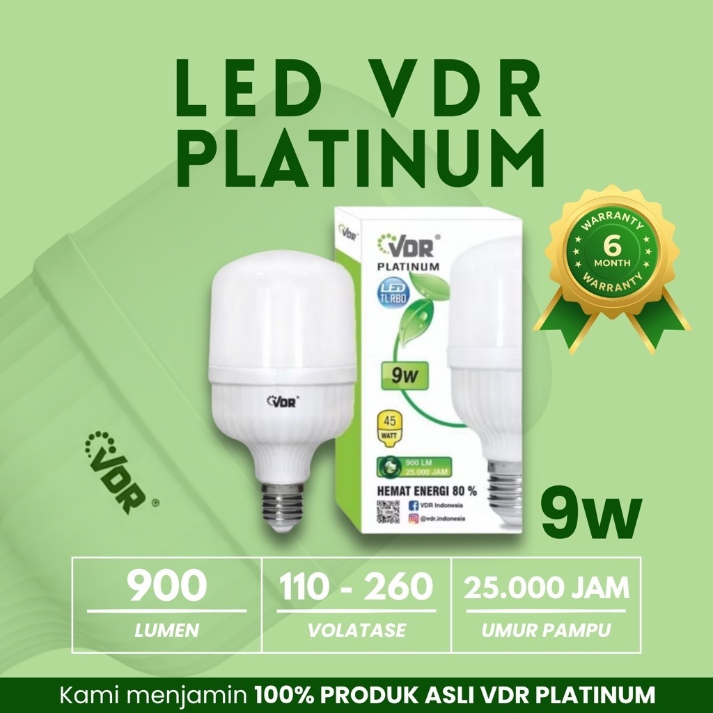 Lampu LED VDR Platinum Turbo Capsule 9W 18W 28W 38W 48W 58W / Bohlam LED VDR Super Terang Garansi 6 