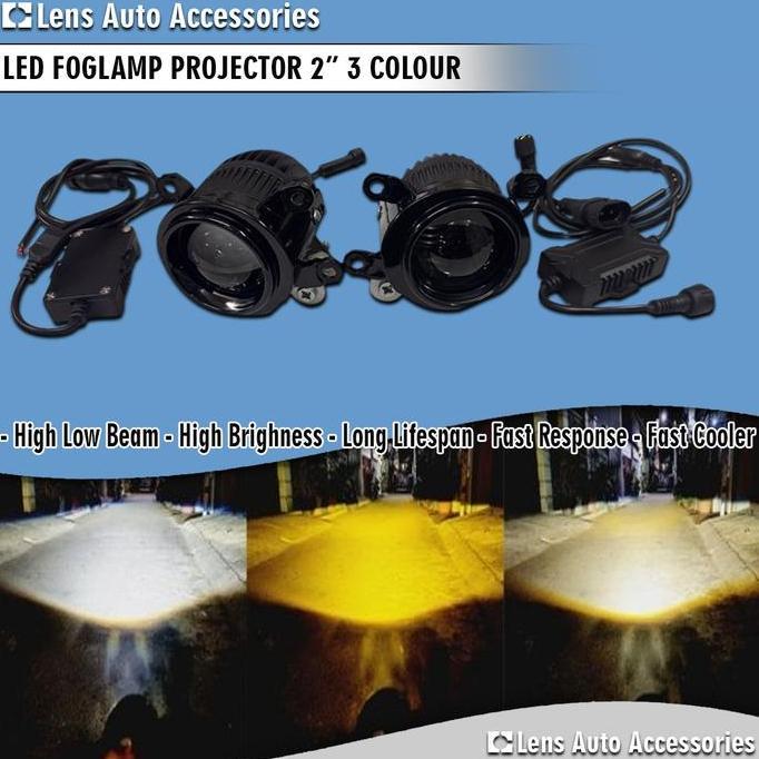 LED PROJECTOR 2" 3 WARNA - LED FOGLAMP PROJECTOR 2" 3 WARNA