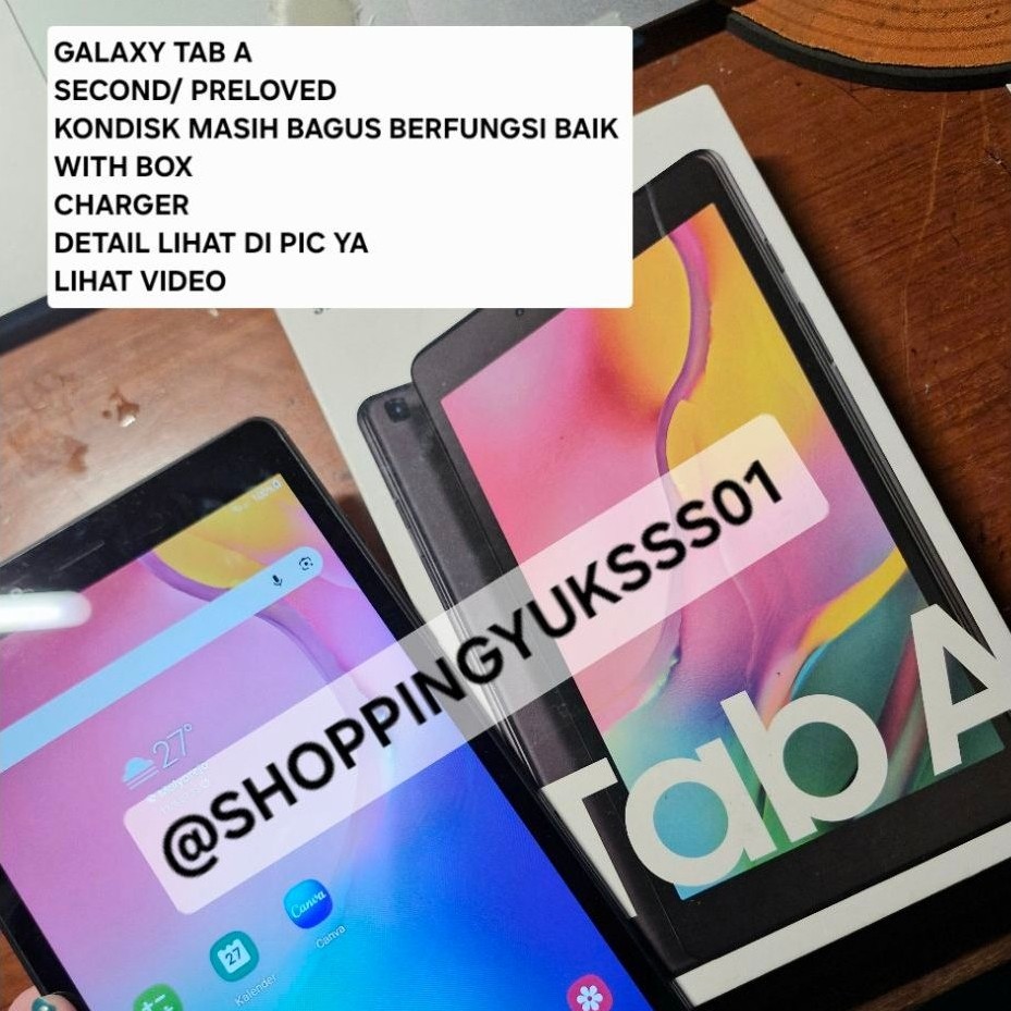 TABLET SAMSUNG GALAXY A SECOND PRELOVED WITH BOX & CHARGER