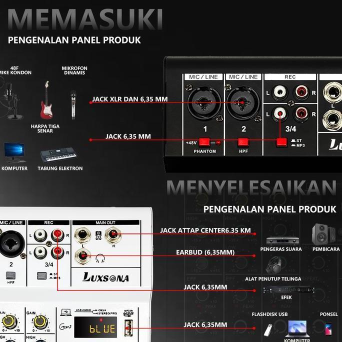 Nada- Audio Mixer /Mixer 4 Channel / Kp4 Professional Mixer Mini/ Amplifier Bluetooth Mini Mixer Ash