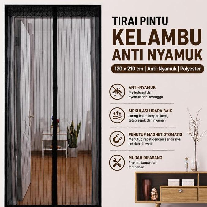 Tirai Pintu Anti Nyamuk Lalat Serangga Kelambu Gorden Kamar Magnet