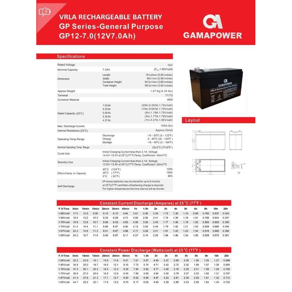 Aki Ups Gpower 12V 7Ah Baterai Ups Battery Aki Kering Ups Batere Vrla Original Dan Terpercaya