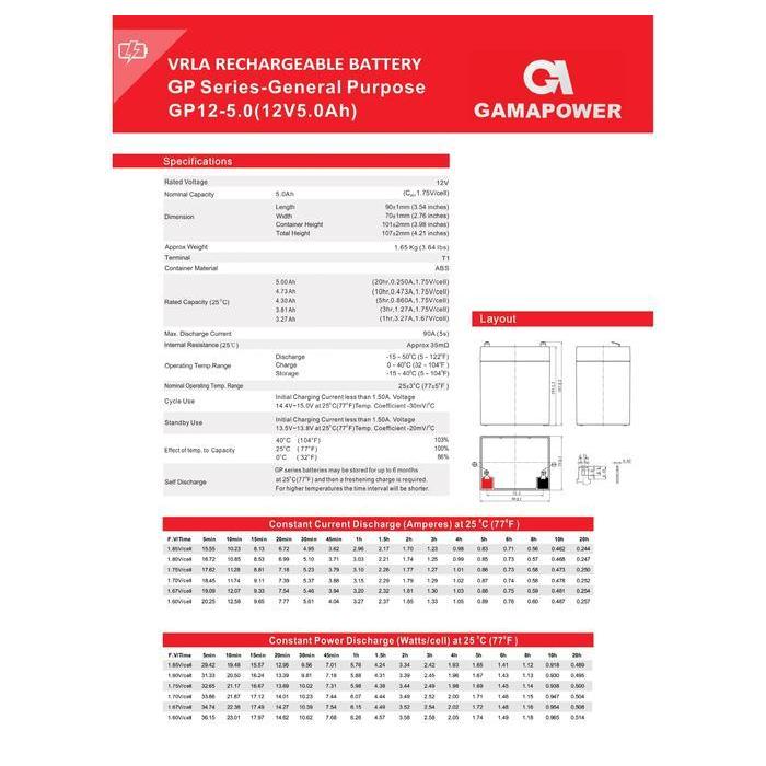 Aki Ups Gpower 12V 5Ah Baterai Ups Battery Aki Kering Aki Speaker Vrla Original Dan Terpercaya