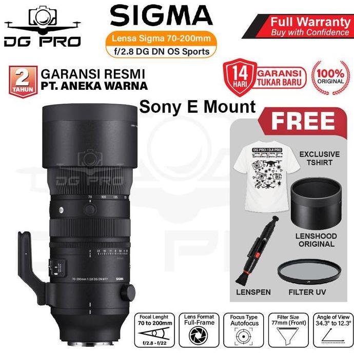 Sigma 70-200mm f2.8 DG DN OS Sports Lens Compatible for Sony FE - Leica L / Lensa Sigma 70-200 mm f2