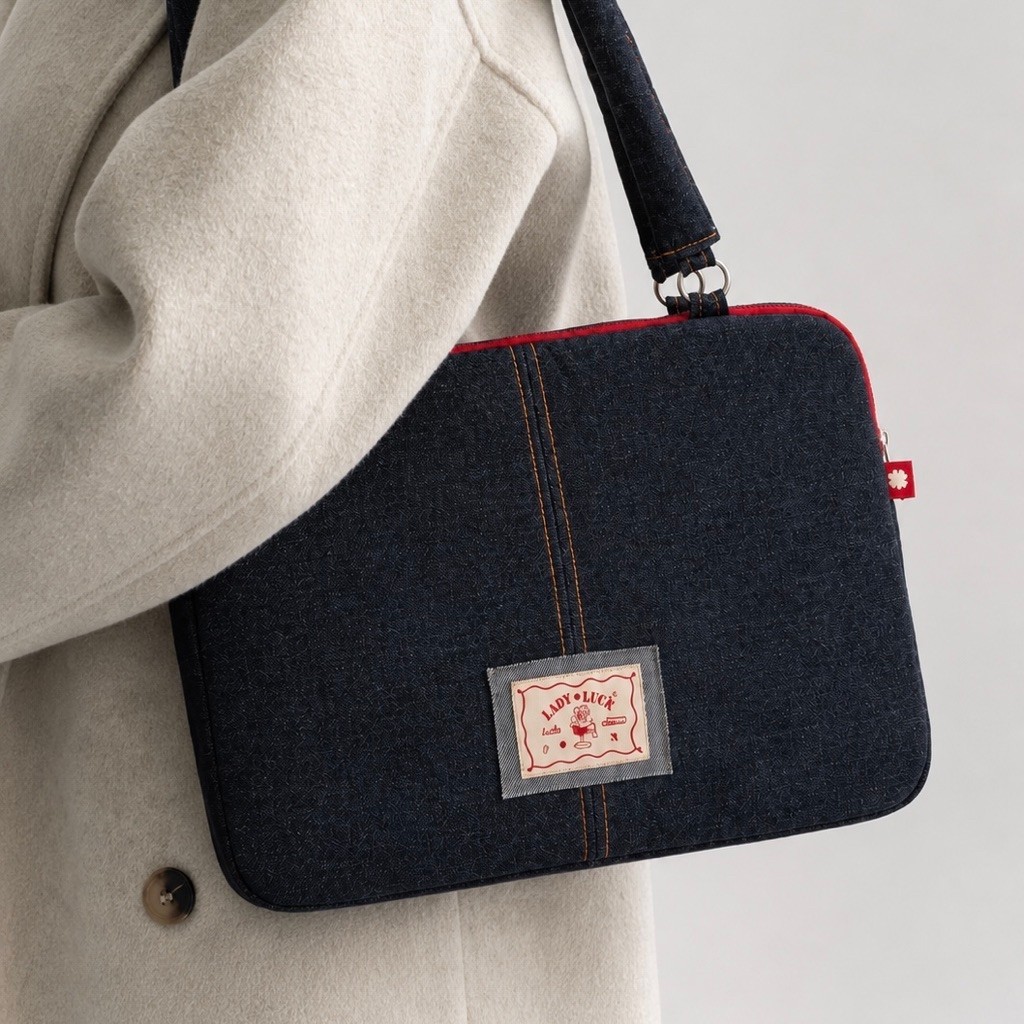 Luella - Beatrice 14inch Denim Laptop Bag with handle