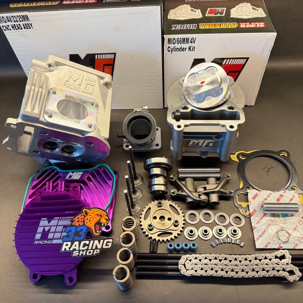 PAKET BORUP MIO 200CC BLOK 66 CASTING SET PISTON  HEAD 22/25 FULLSET MG RACING