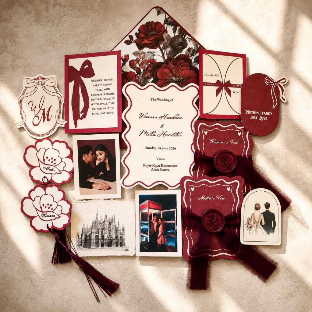 [BISA CUSTOM WARNA] Keepsake Wedding Vows Wedding Calligraphy Invitation Undangan Pernikahan Handmad