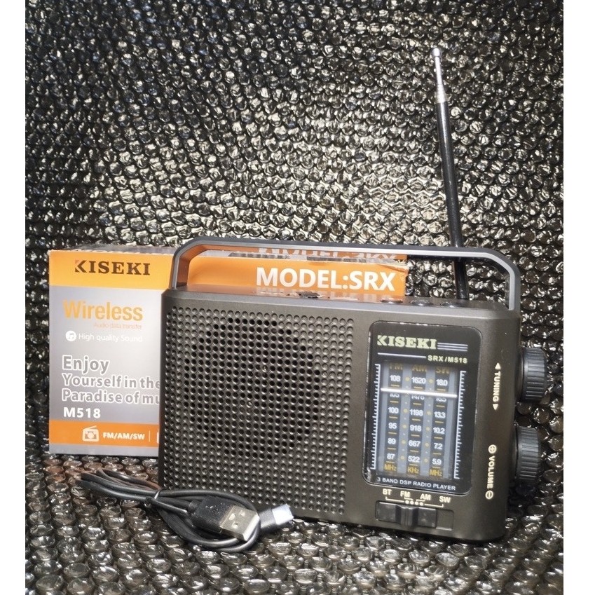 Radio Portable KISEKI SRX M518 Wireless FM AM SW dengan Antena dan Handle