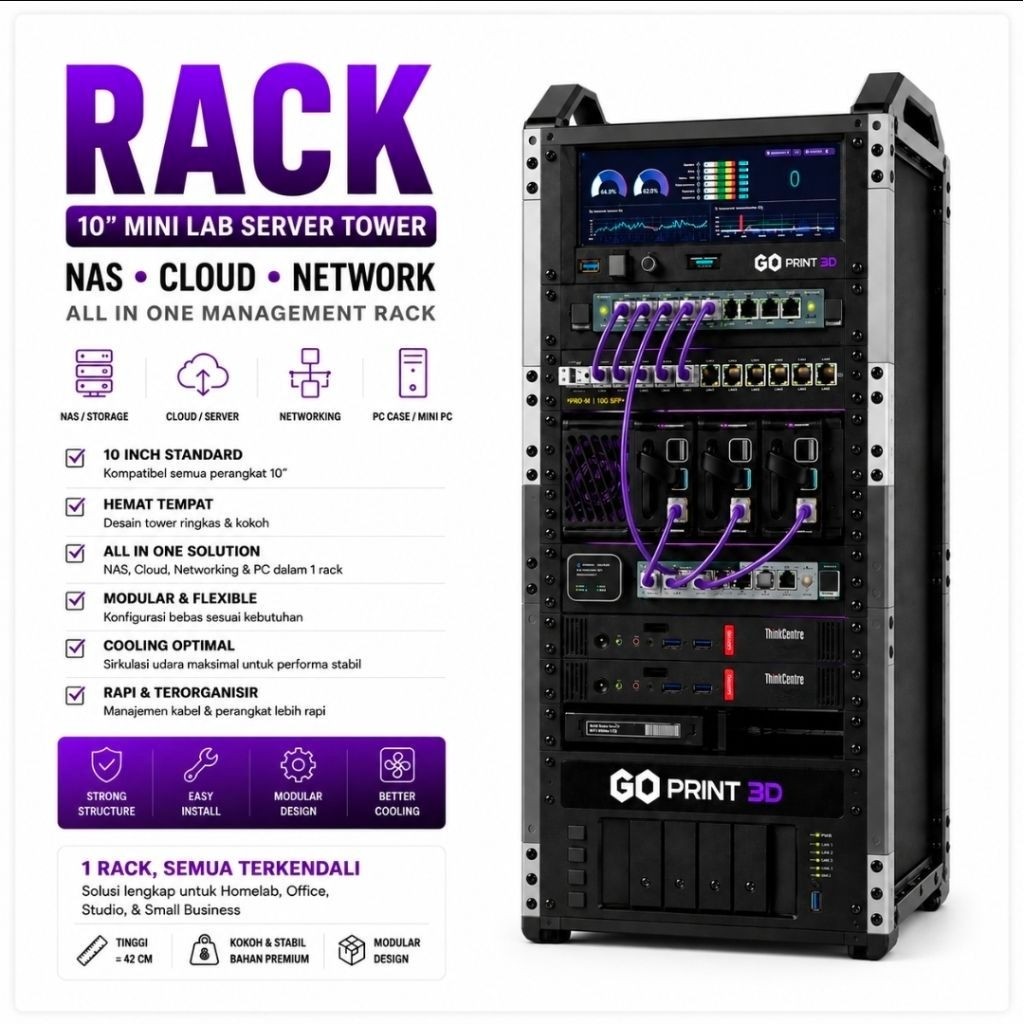RACK 10 Inch 6U Mini Lab Server Tower NAS Cloud Networking PC Case Homelab