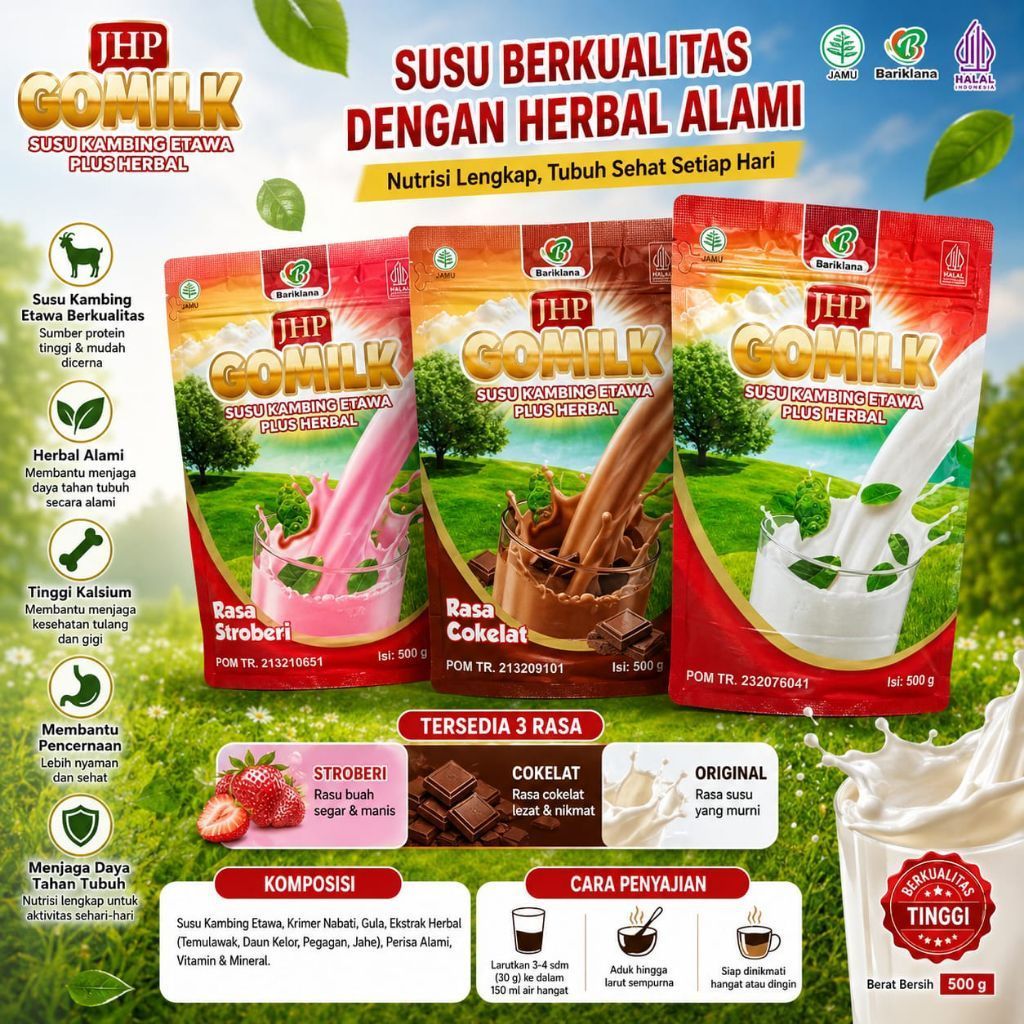 SUSU ETAWA GOMILK SUSU KAMBING ETAWA PLUS HERBAL 500g JHP GO MILK BARIKLANA