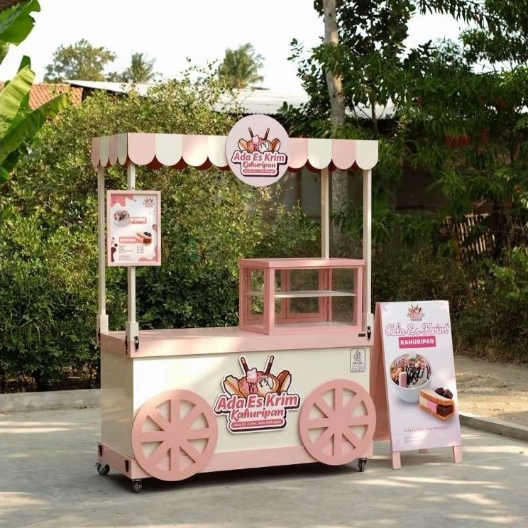 booth gerobak etalase serbaguna jualan makanan dan minuman