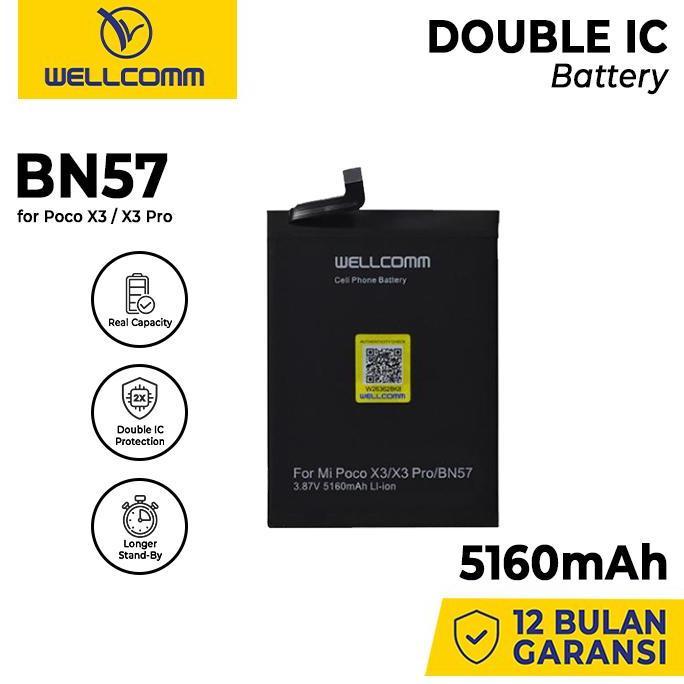 [Bestprice] Battery Double Ic Wellcomm Xm Poco X3/Bn57/X3 Pro 5160mAh
