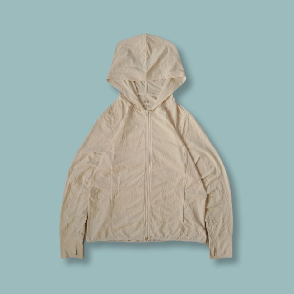 Uniquesport - Jaket Olahraga Running Uniqlo AIRism UV Cut Putih Second