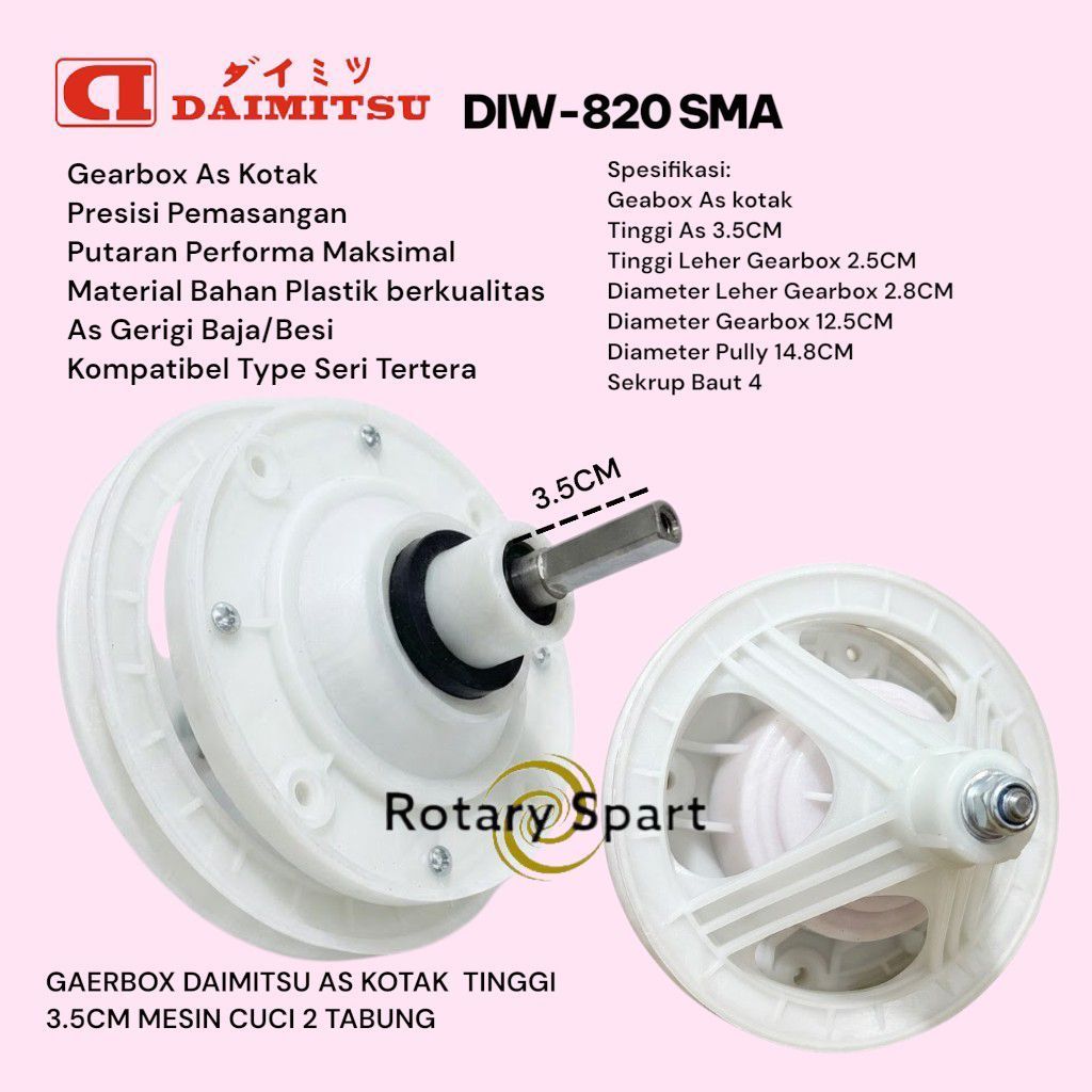 Gearbox Daimitsu As Kotak Tinggi As 3.5CM DIW-820 SMA Gearbox Mesin Cuci Daimitsu 2 Tabung