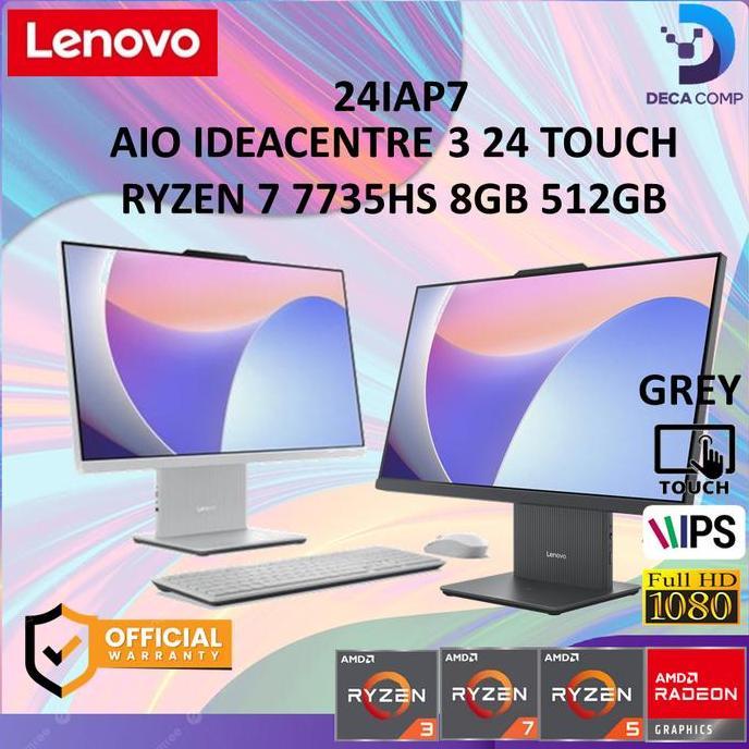 LENOVO AIO IdeaCentre 24 RYZEN 7 7735HS/RYZEN 5 7535HS/RYZEN 3 7335U 8GB 512GB W11+OHS 23.8FHD IPS T