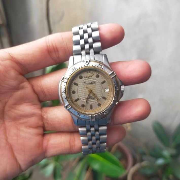 Jam tangan Vintage Crocodile Sky Diving Swiss Quartz original