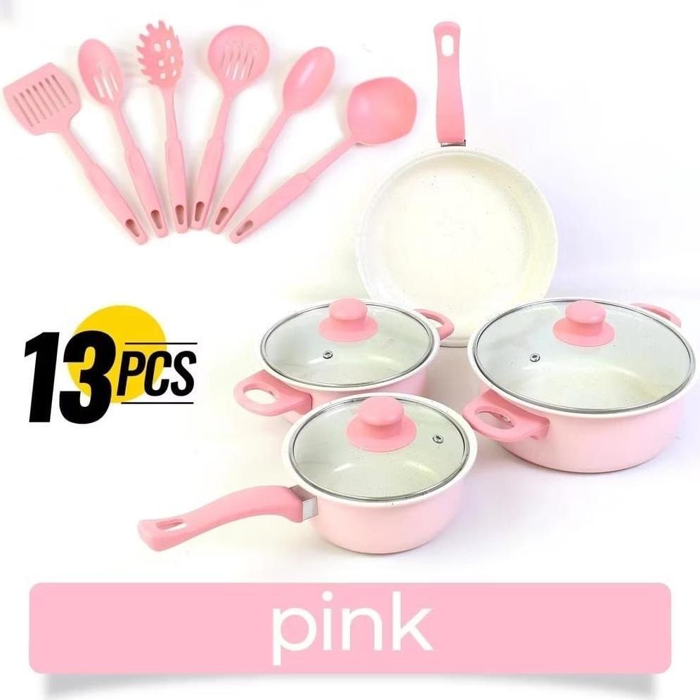 Panci Set Wajan Penggorengan Spatula Set Isi 13Pcs 1 Set Frypan Saucepan