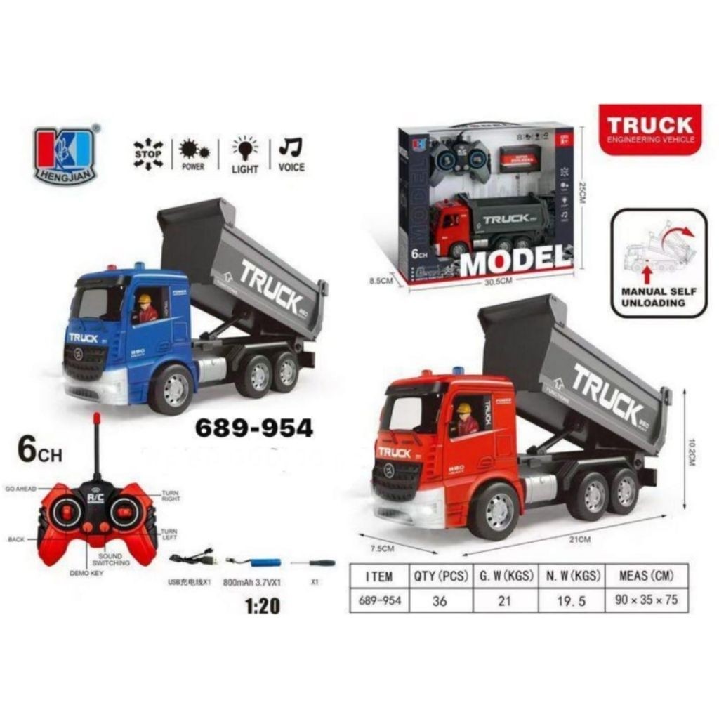 mainan mobil remote control truck construction truck rubbis rc car truck sampah rc toys mobil remot 