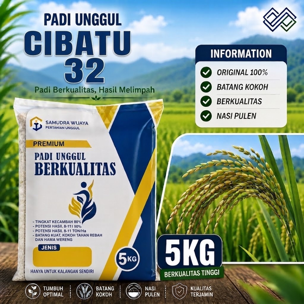 Benih padi Cibatu 32 original kemasan 5kg berkualitas anti rebah benih padi Cibatu 32