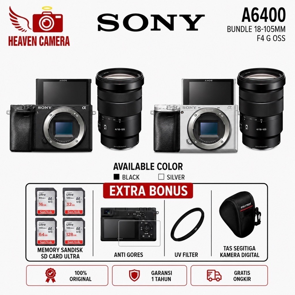 Sony A6400 Body Only & 18-105mm F4 OSS GARANSI RESMI Sony Alpha A6400