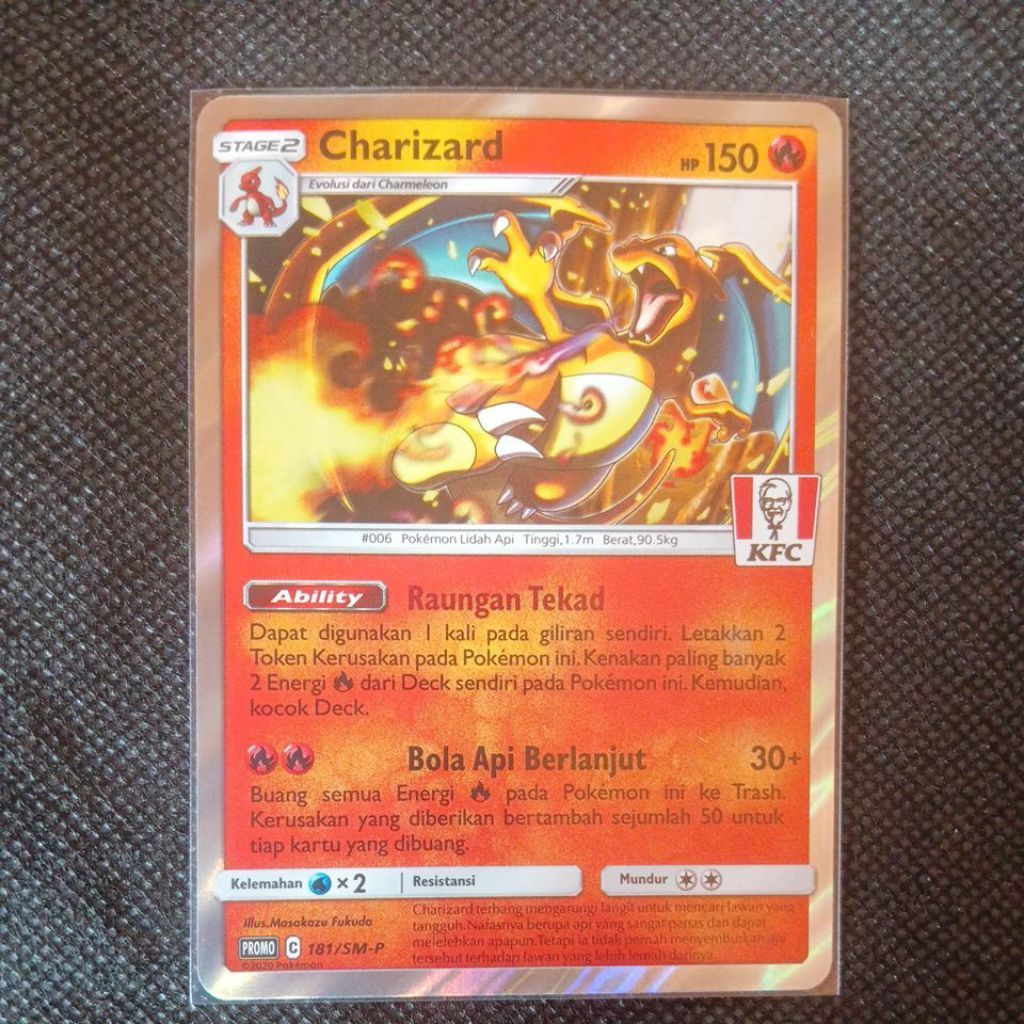 Kartu Pokemon TCG 181/SM-P Charizard Holo KFC Original Indonesia Rare Langka