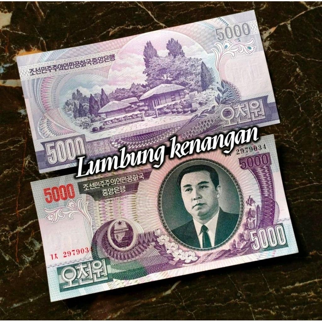 Uang asing Korut 5000 won Korea utara