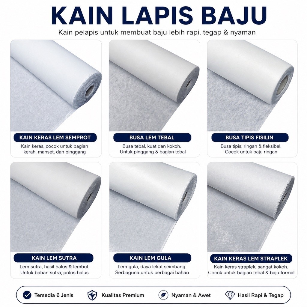Kain Untuk Lapisan Kain Keras Straplek Semprot Fisilin Busa Tebel Lem Sutra Lem Gula Keras Pinggang
