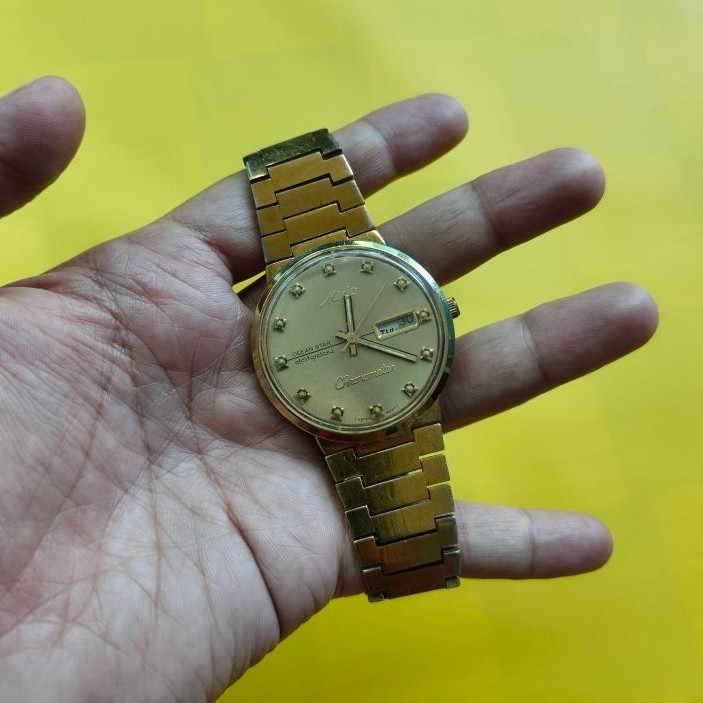 jam tangan vintage otomatis mido cronometer gold plated rare