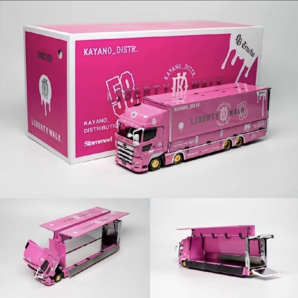 GDC 1:64 LB Trucks Hino Profia BE7 Transporter LBWK Kayano Distribution Pink Livery