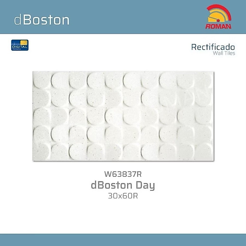 ROMAN dBoston Day W63837R 30x60R Rectificado Wall Tiles ubin dinding motif bulat putih
