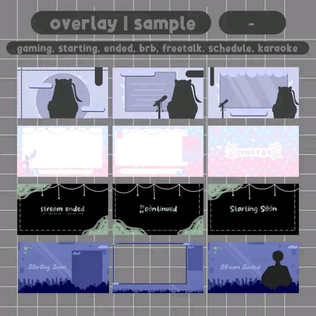 Paket Overlay Streaming Vtuber | Start, Brb, Ended, Gaming