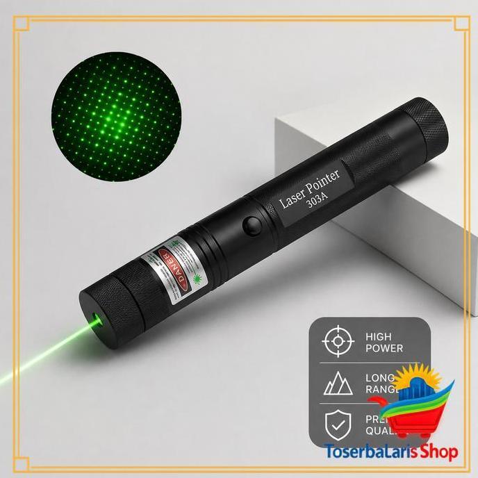 Laser Pointer 303 Laser Hijau Laser Pointer Jarak Jauh Green Laser Pointer Type 303 Baterai Cas Gree