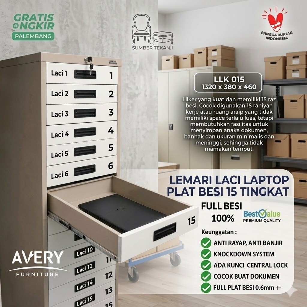 Lemari Laptop 15 Laci Besi Laptop Cabinet Steel Wardrobe Filling Cabinet Laptop Kabinet Tempat Penyi